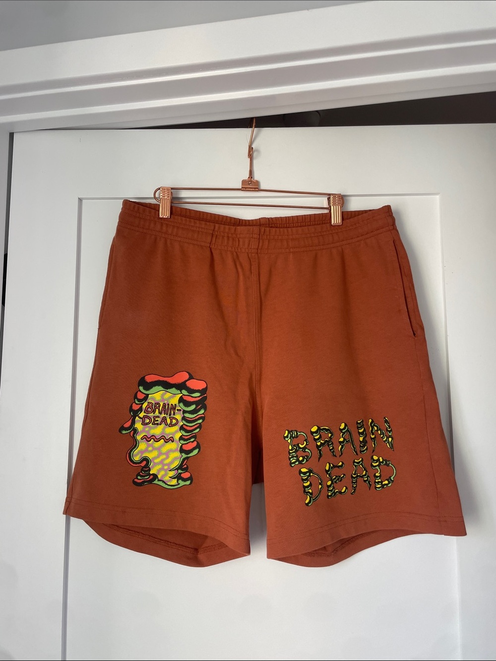 Brain Dead Rust Orange Graphic Athletic Shorts